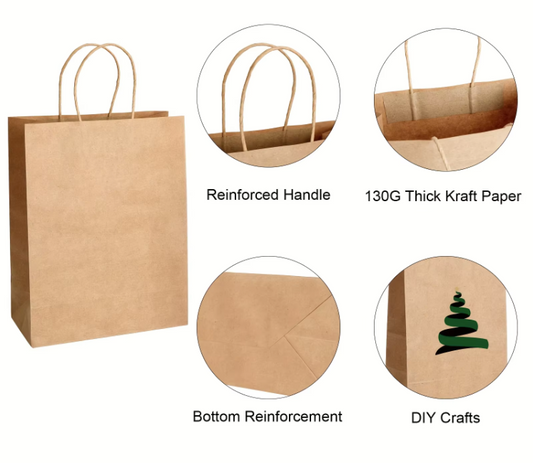 Paper Bags with Processed Colored Kraft Paper Bags | Pack of 25