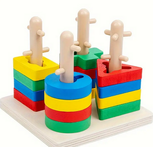 Wooden Geometric Shape Sorter Puzzle