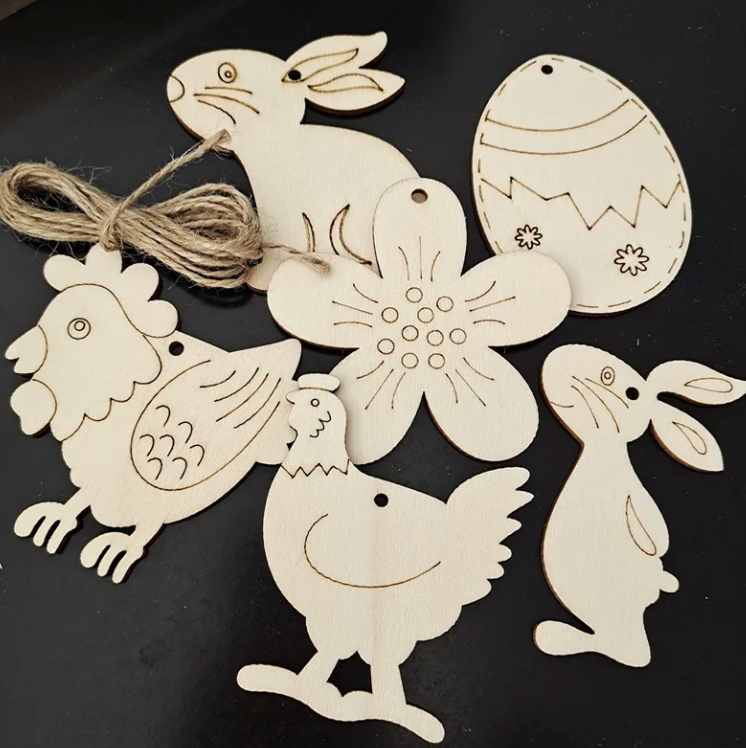 Easter Bunny Egg Wood Slices Wooden DIY Crafts