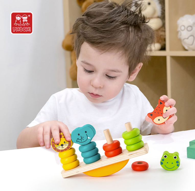 Kids Wooden Animal Stacking Balance Toys