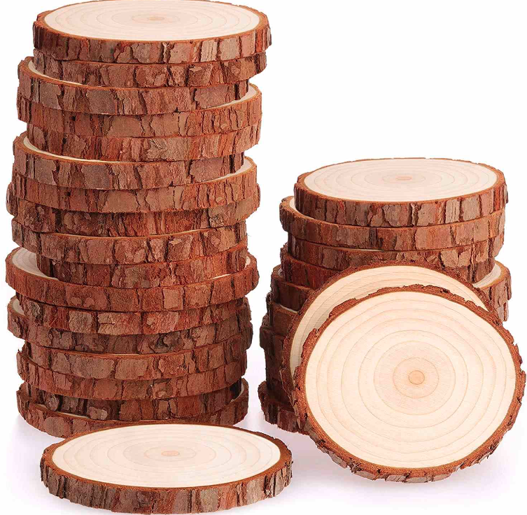 Kraff Unfinished Natural Wood Slices | 25 Pack