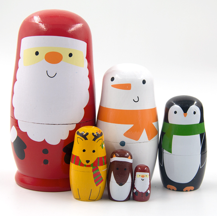 Wood Matrioska Russian Dolls Set for Kids