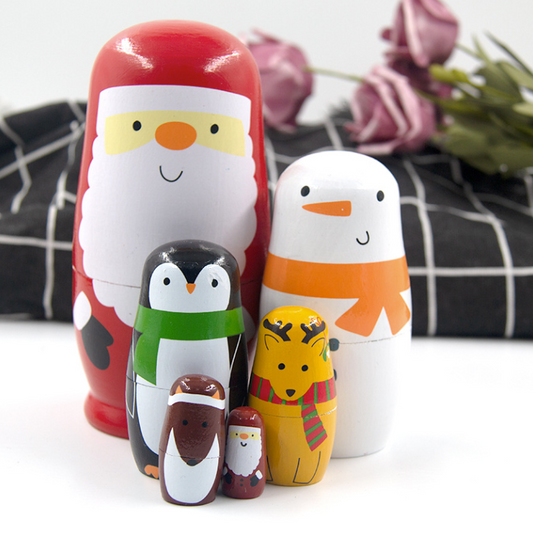 Wood Matrioska Russian Dolls Set for Kids