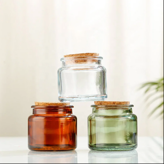 Glass Candle Holders with Wooden Stopper for Decoration