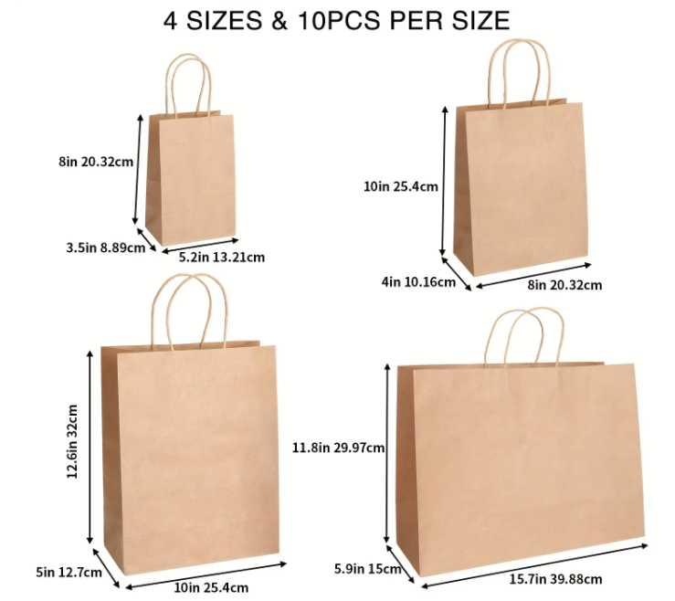 Paper Bags with Processed Colored Kraft Paper Bags | Pack of 25